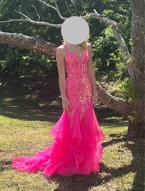 Hot Pink Sequin Mermaid Prom Dress - Size 0